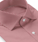 Image of a Red & White Poplin Stripes Giza Cotton Shirting Fabric