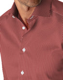 Image of a Red & White Twill Checks Giza Cotton Shirting Fabric