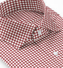 Image of a Red & White Twill Checks Giza Cotton Shirting Fabric