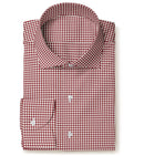 Image of a Red & White Twill Checks Giza Cotton Shirting Fabric