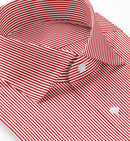 Image of a Red & White Twill Stripes Giza Cotton Shirting Fabric