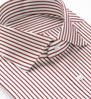 Image of a Red & White Twill Stripes Giza Cotton Shirting Fabric