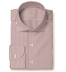 Image of a Red & White Twill Stripes Giza Cotton Shirting Fabric