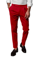 Image of a Red Poplin Solids Cotton Stretch Chinos Fabric