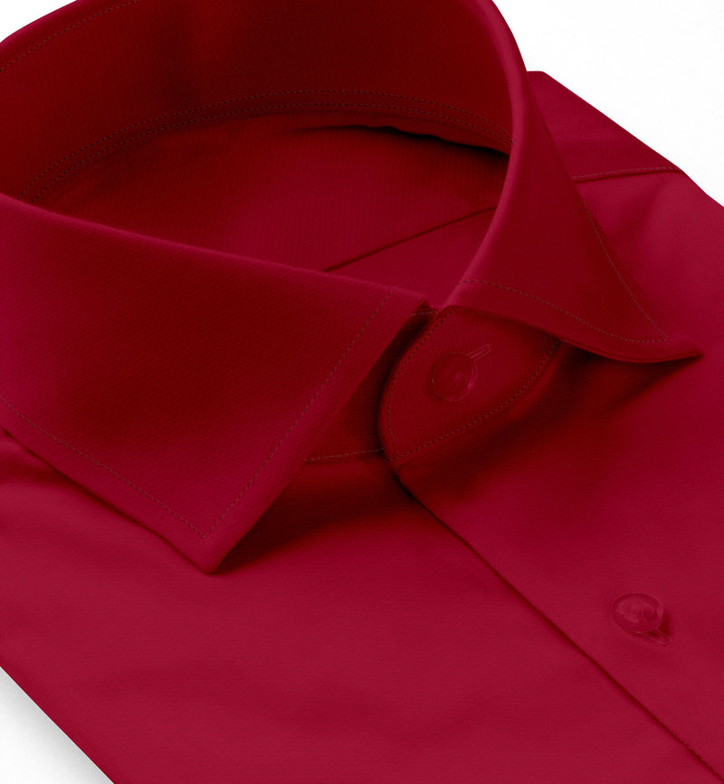 Image of a Red Satin Solids Cotton Stretch Shirting Fabric