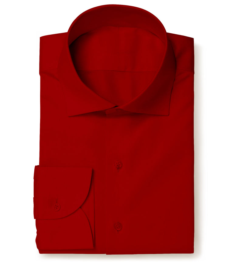 Image of a Red Satin Solids Cotton Stretch Shirting Fabric