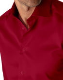 Image of a Red Satin Solids Cotton Stretch Shirting Fabric
