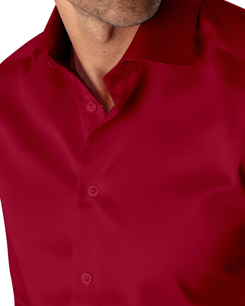 Image of a Red Satin Solids Cotton Stretch Shirting Fabric