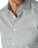 Image of a Silver Dobby Stripes Giza Cotton Shirting Fabric