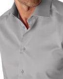 Image of a Silver Satin Solids Giza Cotton Shirting Fabric