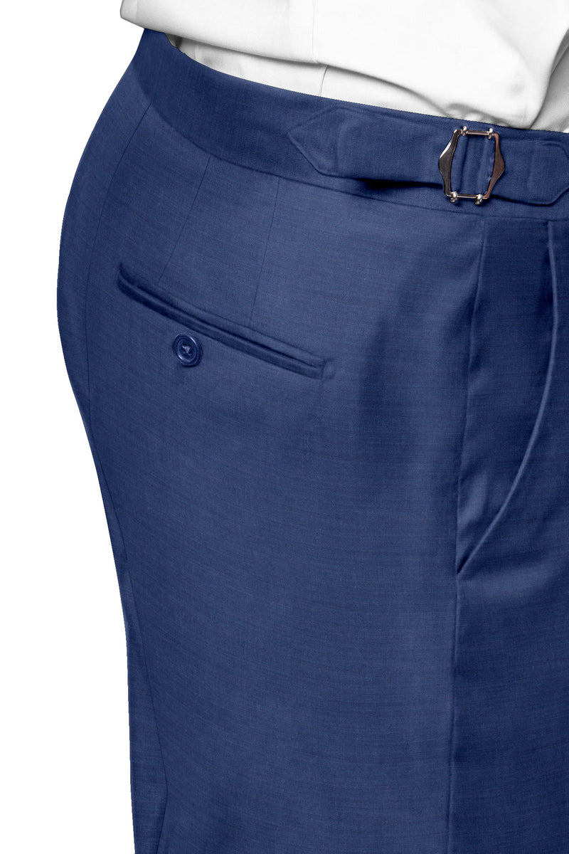 Image of a Sky-Blue Worsted Twill Wool Stretch Pants Fabric