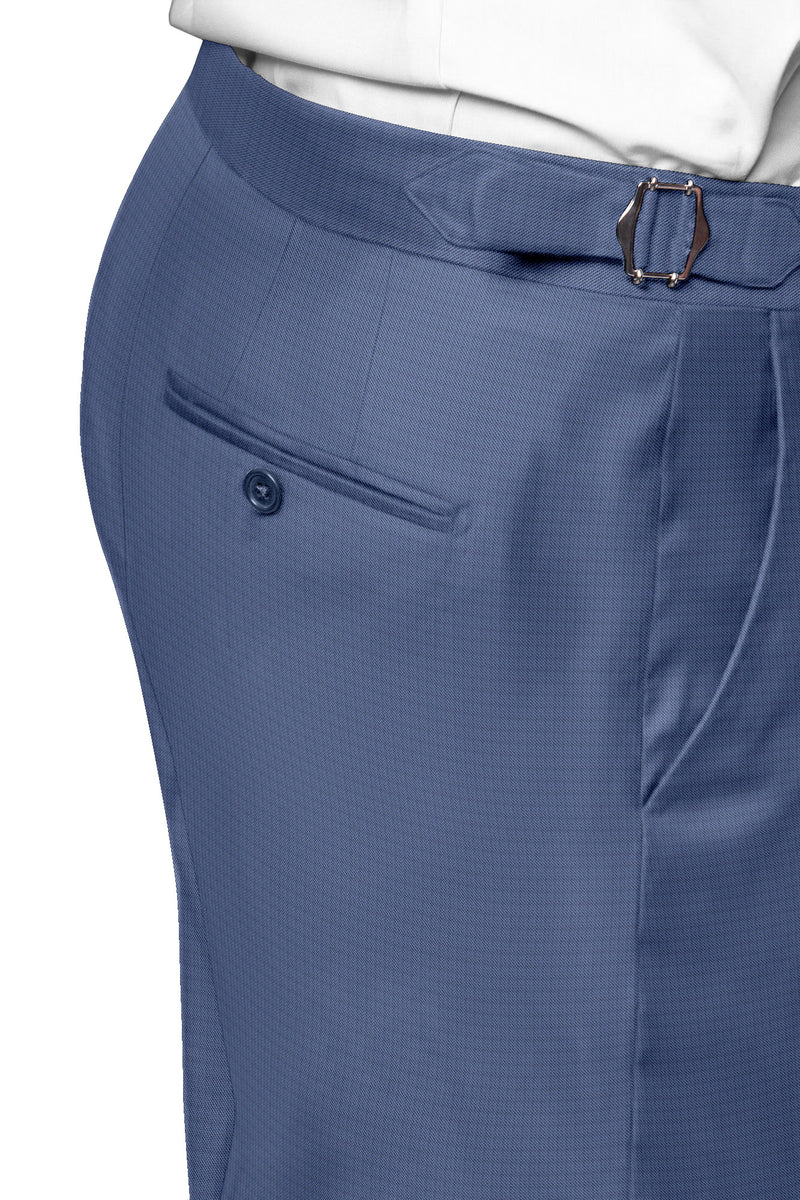 Image of a Sky-Blue Worsted Twill Wool Stretch Suiting Fabric