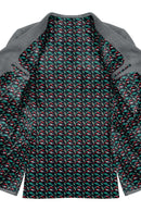 Image of a Turquoise & Black Satin Prints Poly Viscose Lining Fabric