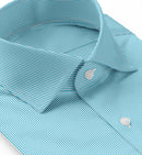 Image of a Turquoise & White Poplin Stripes Giza Cotton Shirting Fabric