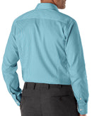 Image of a Turquoise & White Poplin Stripes Giza Cotton Shirting Fabric