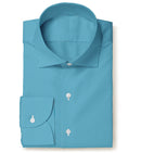 Image of a Turquoise Poplin Checks Giza Cotton Shirting Fabric