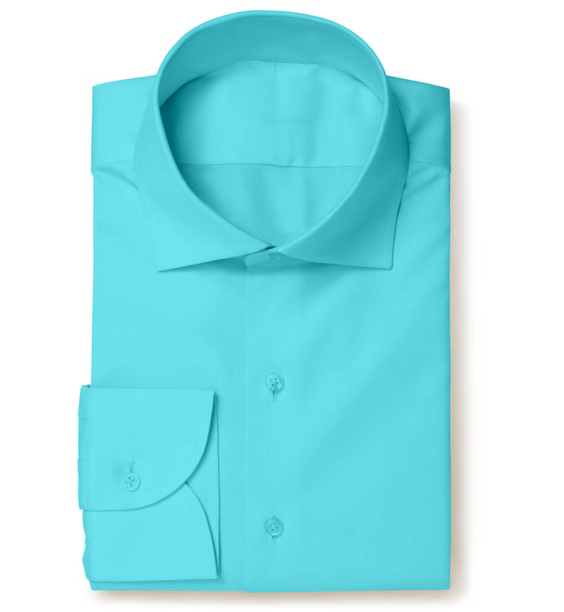 Image of a Turquoise Twill Solids Cotton Stretch Shirting Fabric