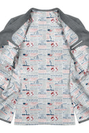 Image of a White & Blue Satin Prints Poly Viscose Lining Fabric