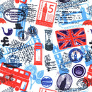 Image of a White & red Satin Prints Poly Viscose Lining Fabric