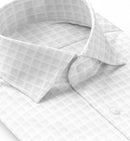 Image of a White Dobby Checks Giza Cotton Shirting Fabric