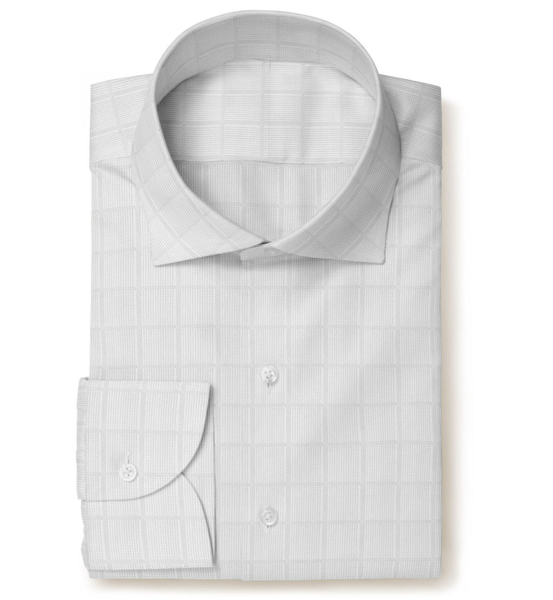 Image of a White Dobby Checks Giza Cotton Shirting Fabric