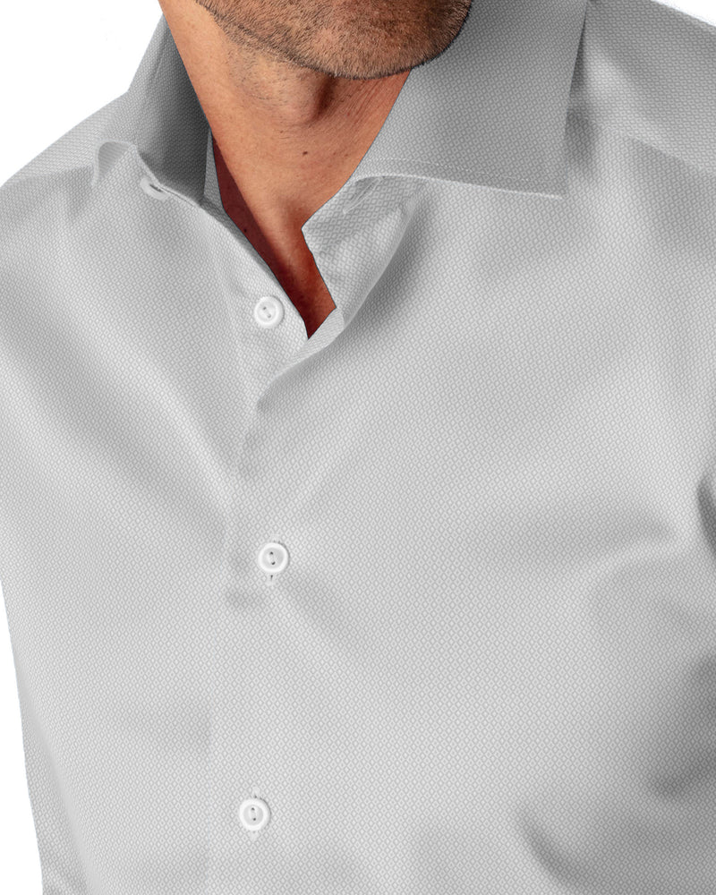 Image of a White Dobby Micropattern Giza Cotton Shirting Fabric
