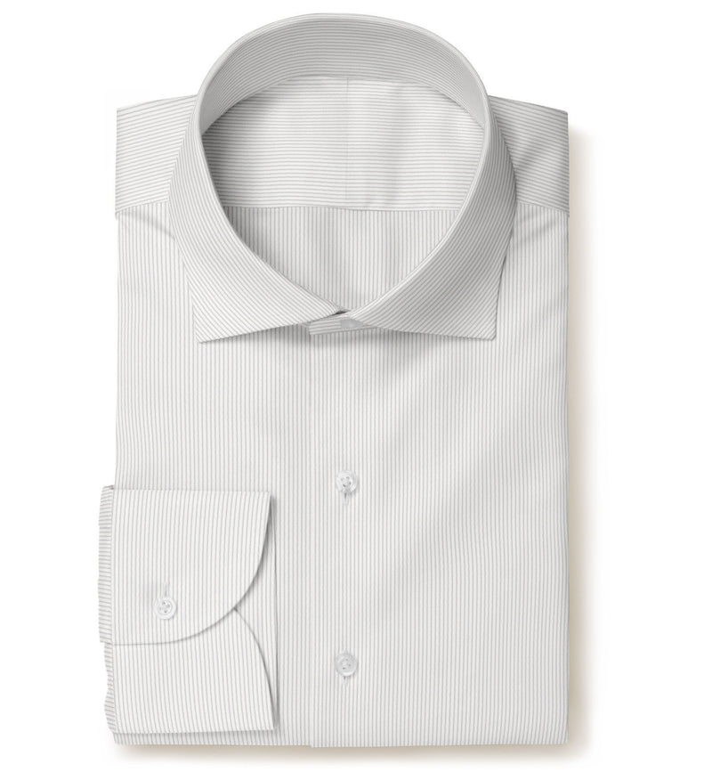 Image of a White Dobby Stripes Giza Cotton Shirting Fabric