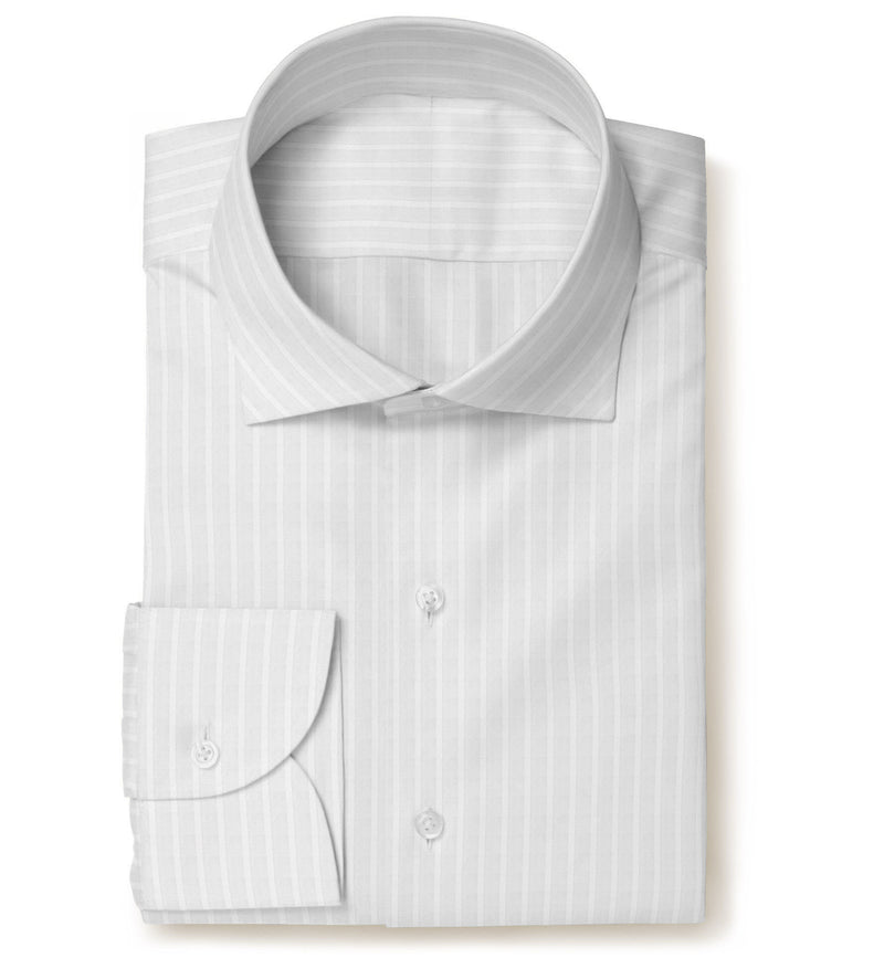Image of a White Poplin Stripes Giza Cotton Shirting Fabric