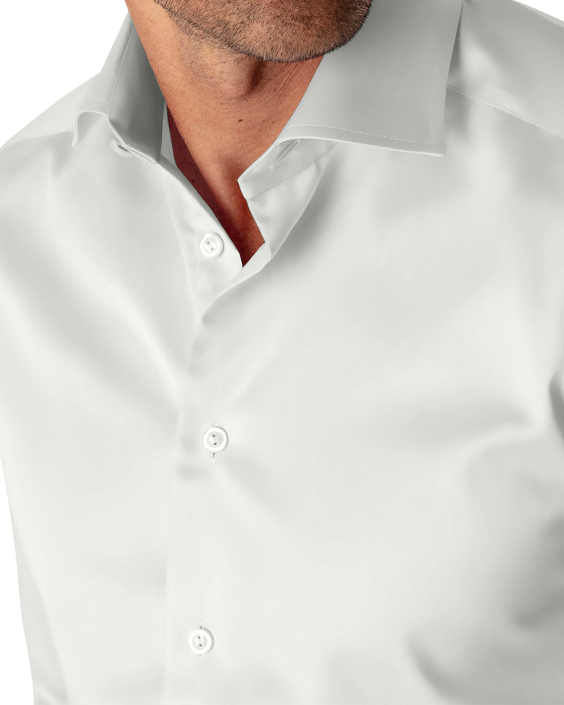 Image of a White Satin Solids Giza Cotton Shirting Fabric