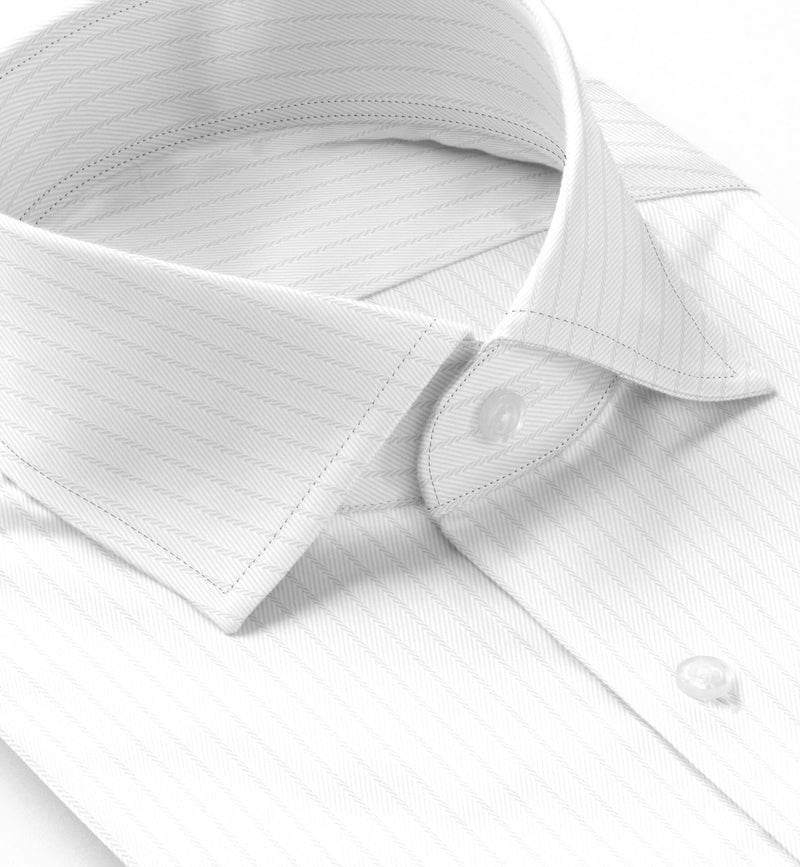 Image of a White Twill Stripes Giza Cotton Shirting Fabric